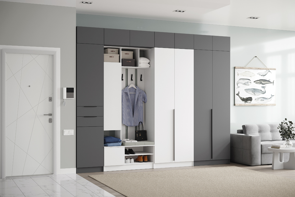 Прихожая Мадрид белый+графит